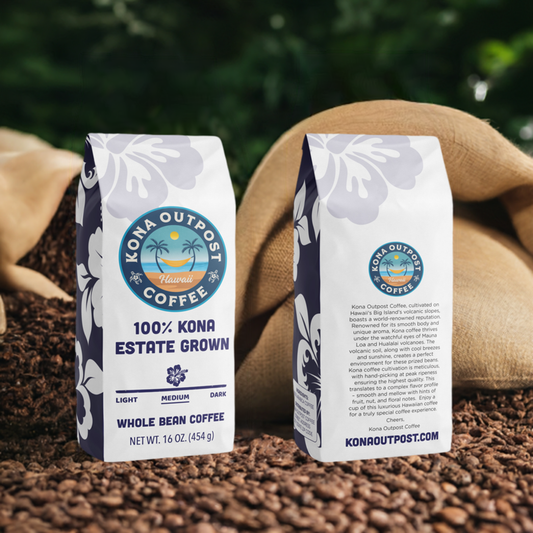 100% Kona Coffee - Estate Grown - Whole Bean - Medium Roast - 16 oz. Bag - Free Shipping